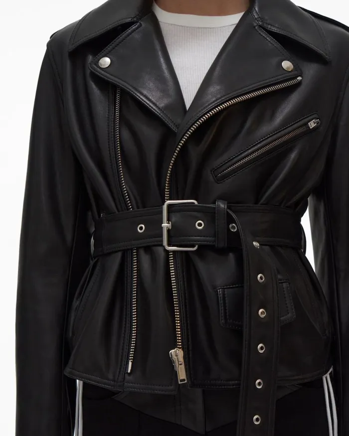 Jackets Women Helmut Lang Leather Biker Jacket Black