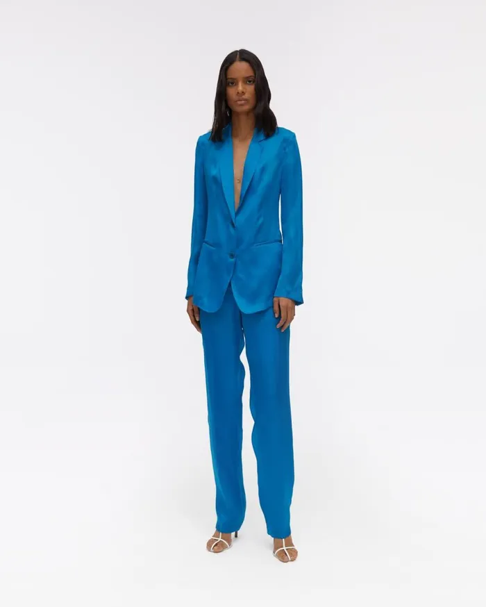 Jackets Women Helmut Lang Satin Organza Blazer Topaz