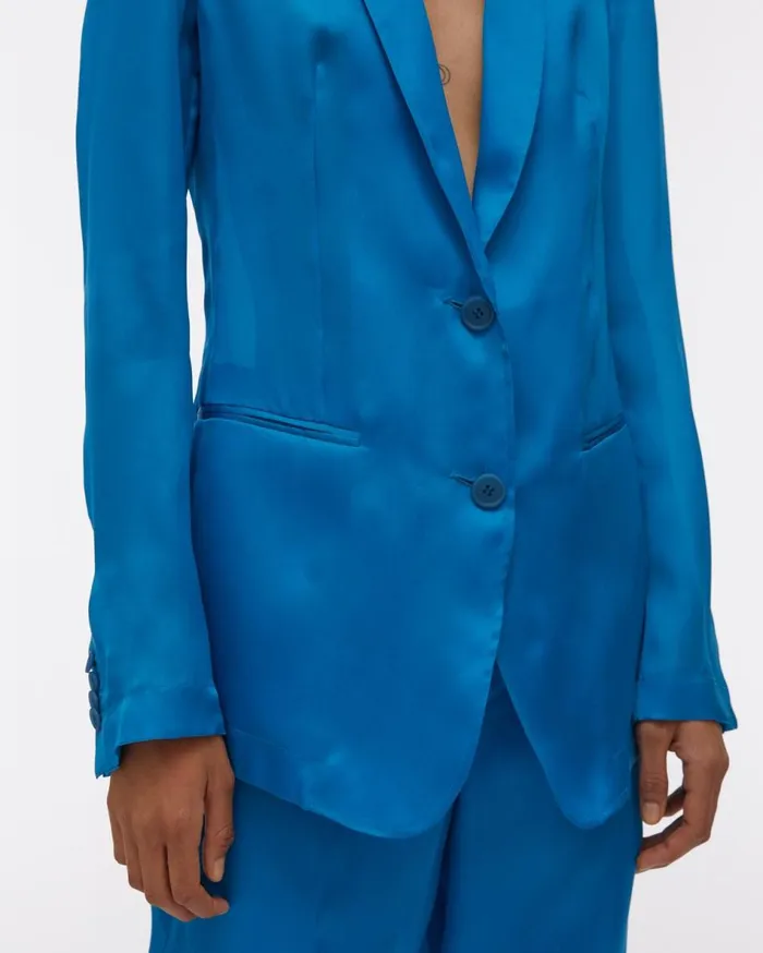 Jackets Women Helmut Lang Satin Organza Blazer Topaz