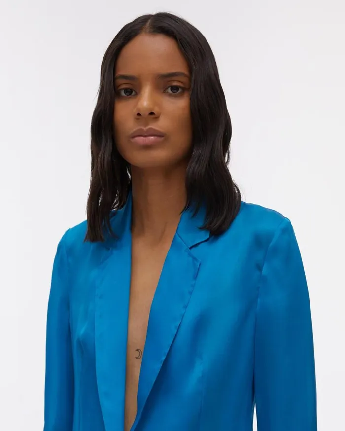Jackets Women Helmut Lang Satin Organza Blazer Topaz