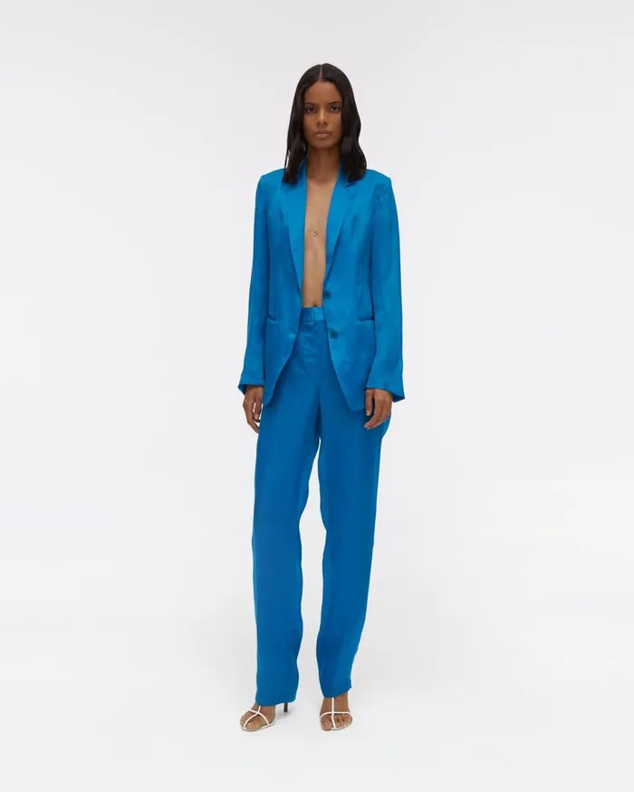 Jackets Women Helmut Lang Satin Organza Blazer Topaz