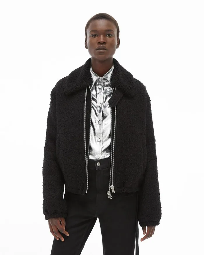 Jackets Women Helmut Lang Tweed Bomber Black