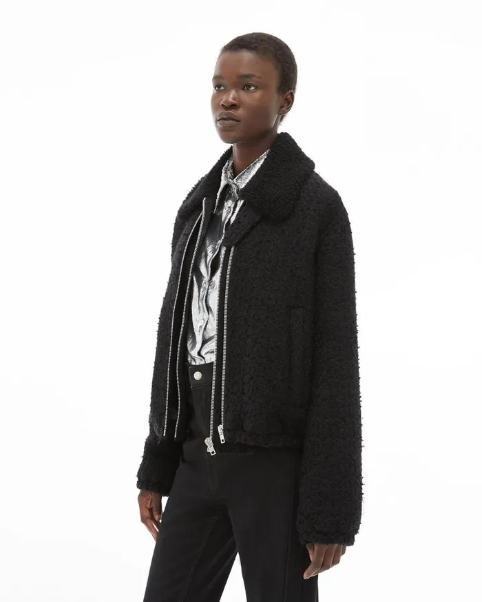 Jackets Women Helmut Lang Tweed Bomber Black