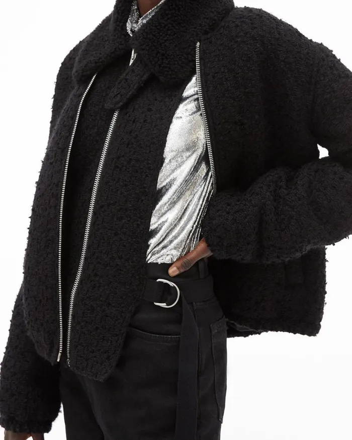 Jackets Women Helmut Lang Tweed Bomber Black