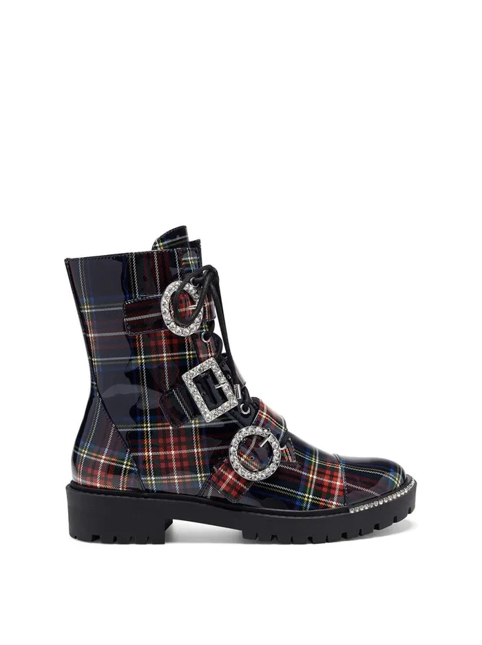 Jessica Simpson Boots and Booties Women Kirlah Boot In Patent Plaid Patent Plaid