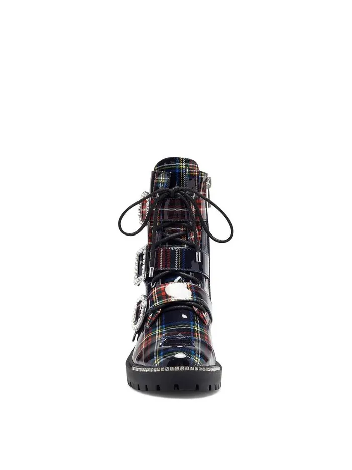 Jessica Simpson Boots and Booties Women Kirlah Boot In Patent Plaid Patent Plaid