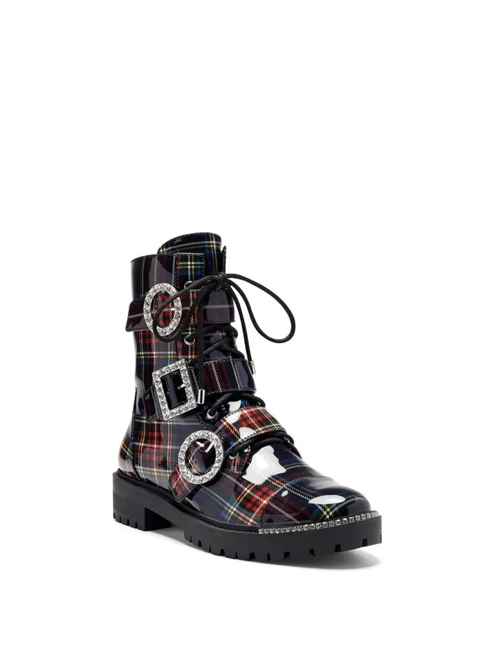 Jessica Simpson Boots and Booties Women Kirlah Boot In Patent Plaid Patent Plaid