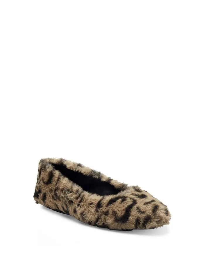 Jessica Simpson Flats Women Brinley Flat In Leopard FauxFur Fuzzy Natural Leopard