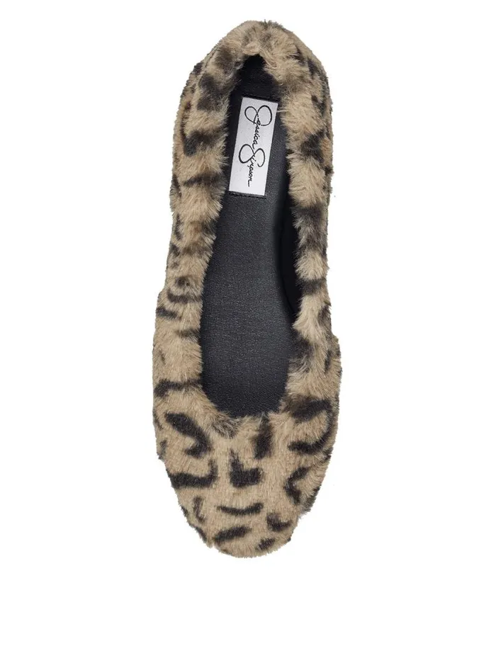 Jessica Simpson Flats Women Brinley Flat In Leopard FauxFur Fuzzy Natural Leopard