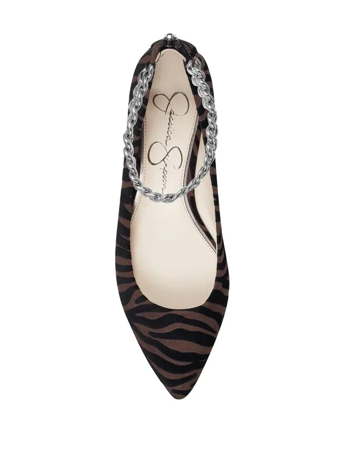 Jessica Simpson Flats Women Lanna Flat In Zebra Brown And Black Zebra