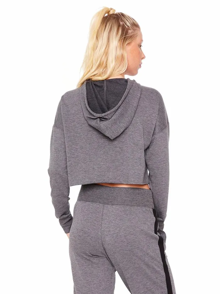 Jessica Simpson Loungewear Women Essential Crop Hoodie In Heather Black Heather Black