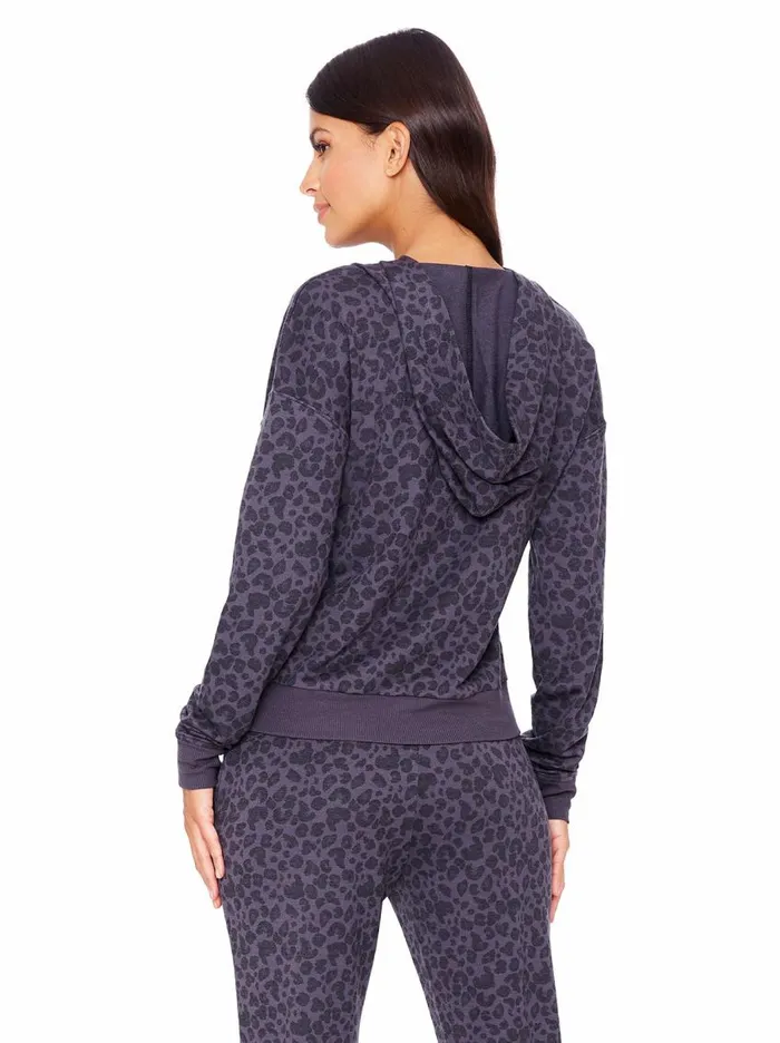 Jessica Simpson Loungewear Women Sunnyside Hoodie In Black Painted Leopard Black Painted Leopard