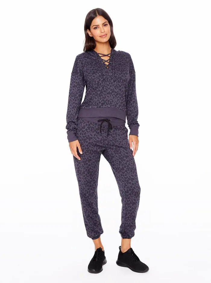 Jessica Simpson Loungewear Women Sunnyside Hoodie In Black Painted Leopard Black Painted Leopard