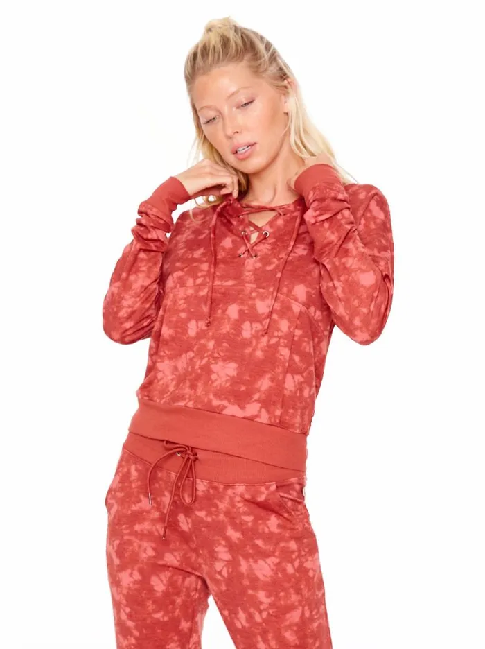 Jessica Simpson Loungewear Women Sunnyside Hoodie In Mineral Red Ink Tie Dye Mineral Red Ink Tie Dye Jessica Simpson Loungewear Women Sunnyside Hoodie In Mineral Red Ink Tie Dye Mineral Red Ink Tie Dye
