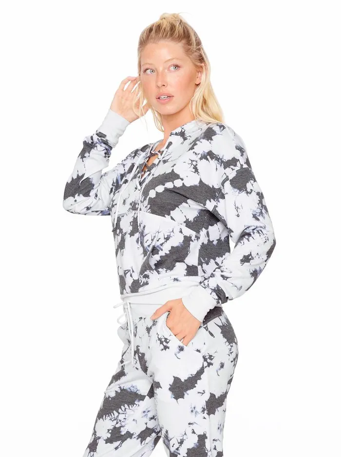 Jessica Simpson Loungewear Women Sunnyside Hoodie In White Ocean Tie Dye Ocean Tie Dye