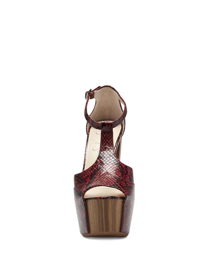 Jessica Simpson Sandals Women Dany TStrap Platform Sandal In Red Snake Red Snake