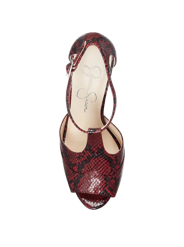 Jessica Simpson Sandals Women Dany TStrap Platform Sandal In Red Snake Red Snake