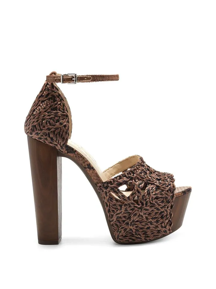 Jessica Simpson Sandals Women Dessie Platform Sandal In Caramel and Black Caramel And Black Rattan