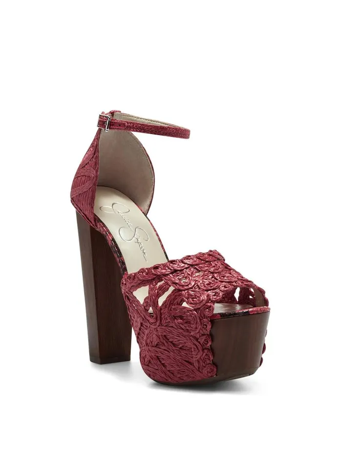 Jessica Simpson Sandals Women Dessie Platform Sandal In Red Heart On Fire Rattan