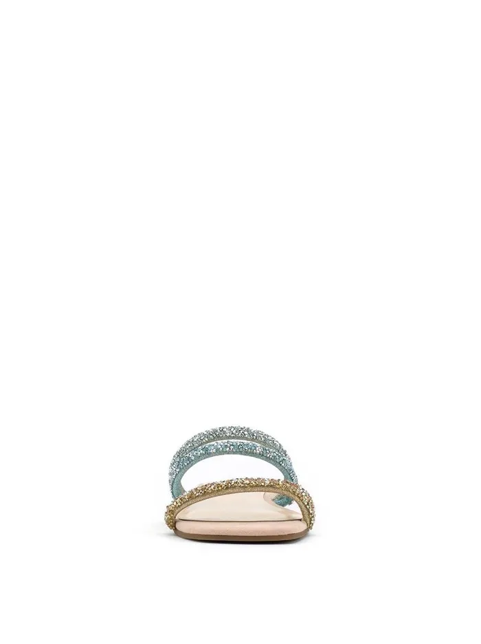 Jessica Simpson Sandals Women Raexe Slide In Gold and Blue Gold And Blue Sparkle