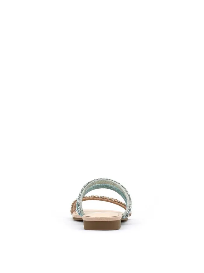 Jessica Simpson Sandals Women Raexe Slide In Gold and Blue Gold And Blue Sparkle
