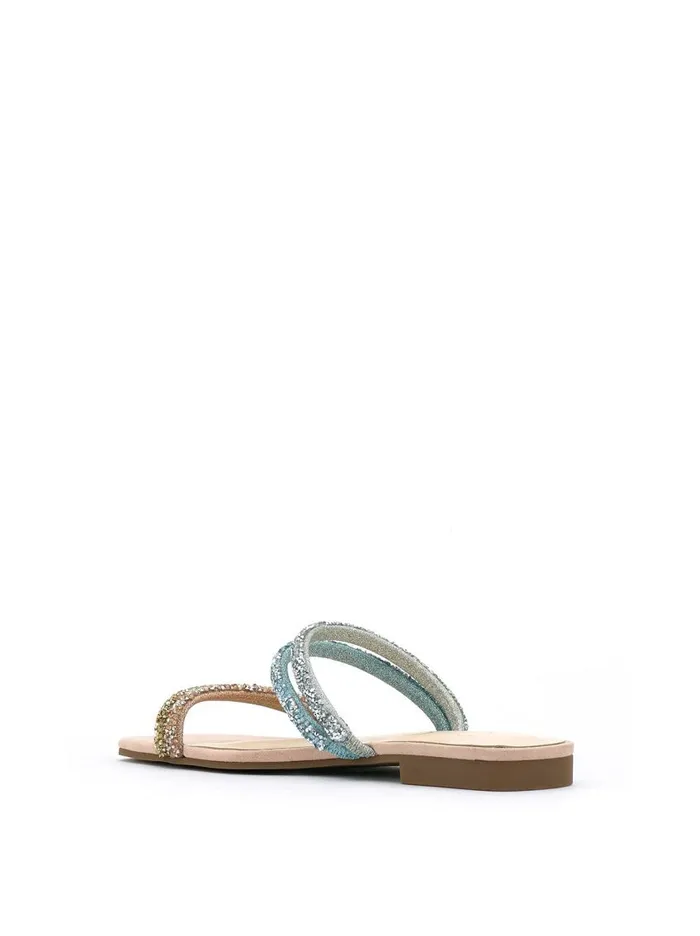 Jessica Simpson Sandals Women Raexe Slide In Gold and Blue Gold And Blue Sparkle