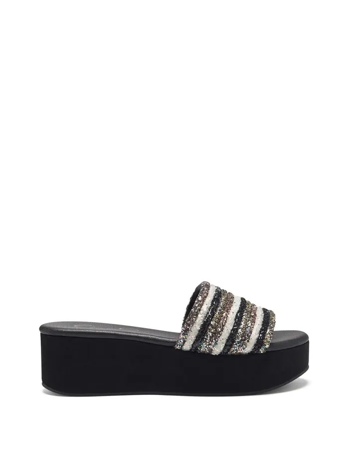 Jessica Simpson Sandals Women Trivia Platform Slide In Metallic Metallic Stripe Jessica Simpson Sandals Women Trivia Platform Slide In Metallic Metallic Stripe