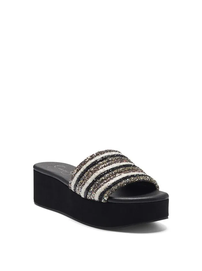Jessica Simpson Sandals Women Trivia Platform Slide In Metallic Metallic Stripe