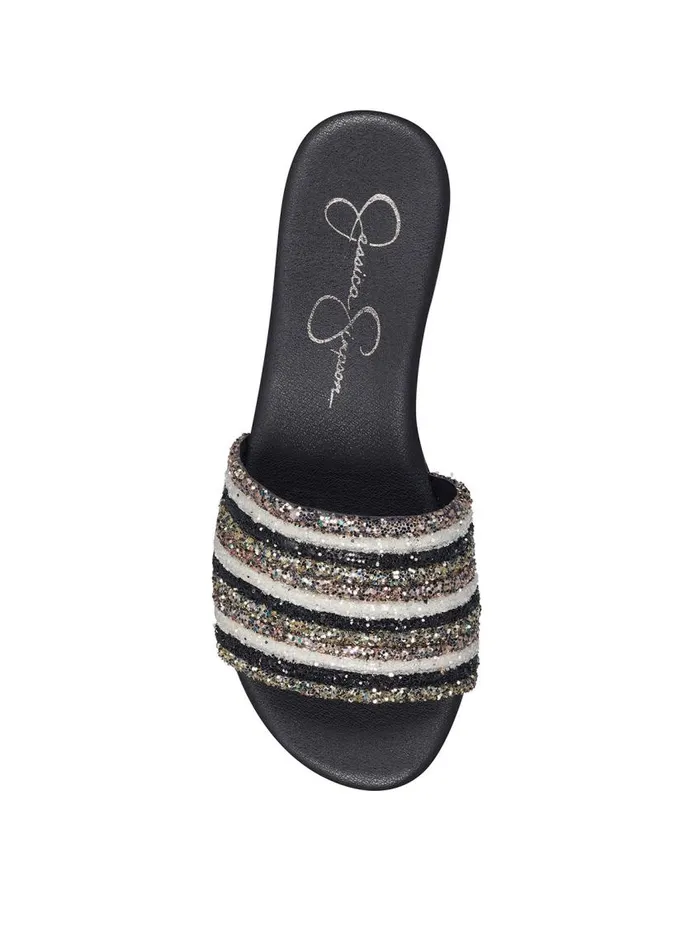 Jessica Simpson Sandals Women Trivia Platform Slide In Metallic Metallic Stripe