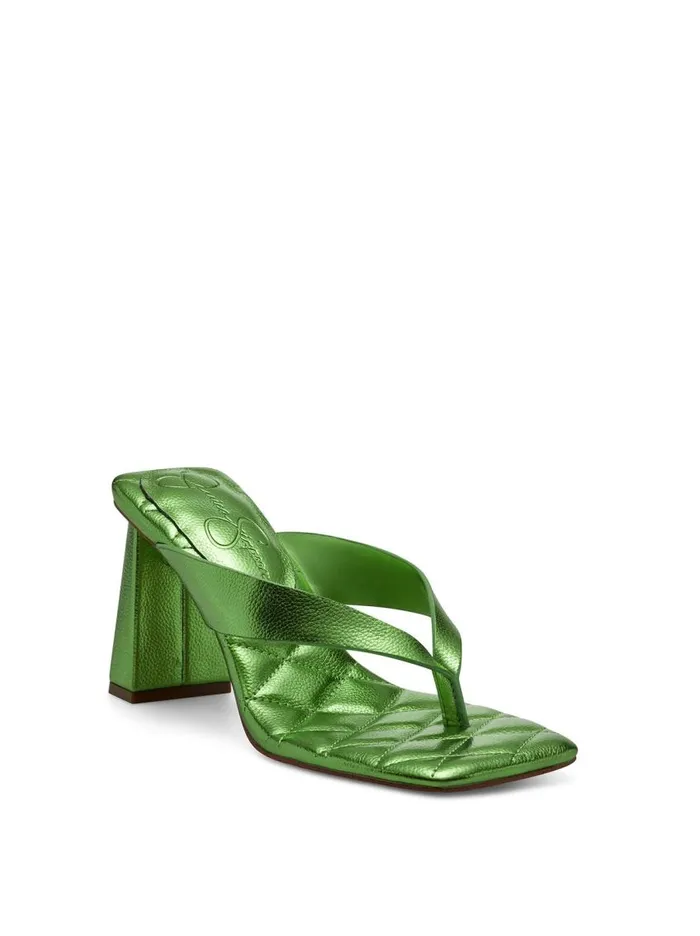 Jessica Simpson Sandals Women Zayde Thong Slide In Green Metal Green