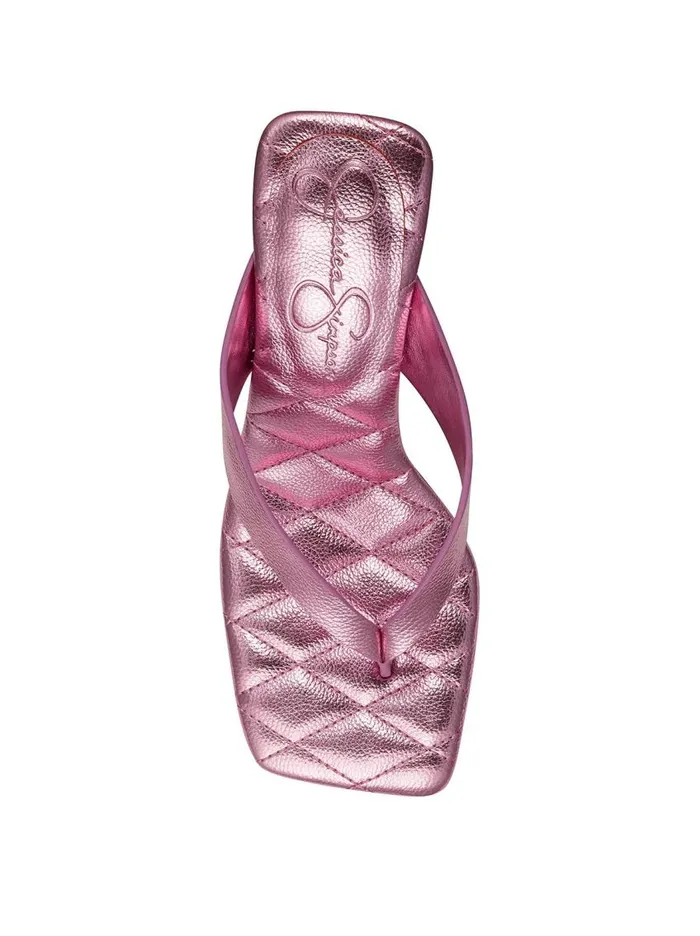 Jessica Simpson Sandals Women Zayde Thong Slide In Pink Metal Pink