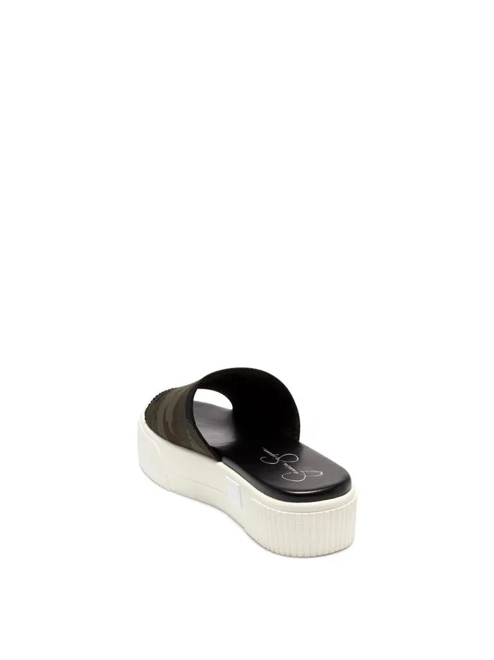 Jessica Simpson Slides and Mules Women Ezira Platform Flat In Camo Camo Green