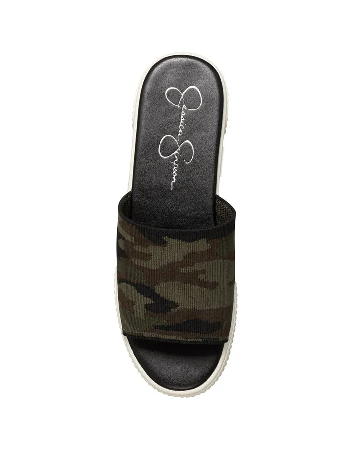 Jessica Simpson Slides and Mules Women Ezira Platform Flat In Camo Camo Green