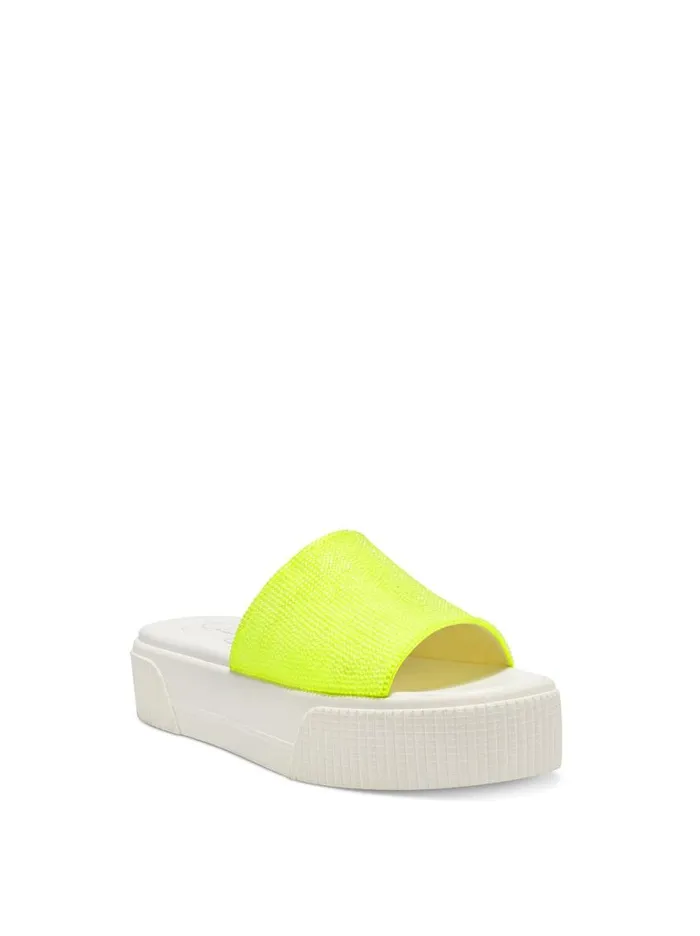 Jessica Simpson Slides and Mules Women Ezira Platform Flat In Neon Yellow Neon Yellow