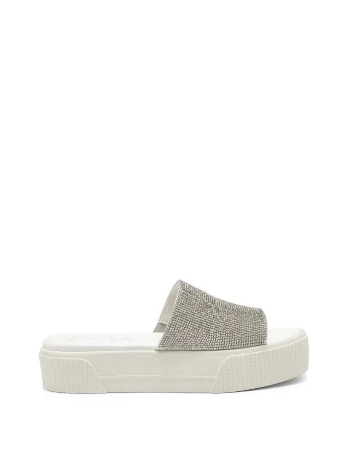 Jessica Simpson Slides and Mules Women Ezira Platform Flat In Silver Textured Silver Jessica Simpson Slides and Mules Women Ezira Platform Flat In Silver Textured Silver