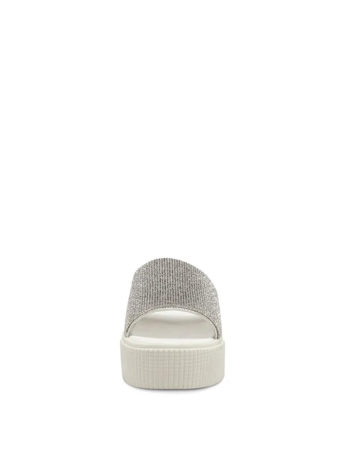 Jessica Simpson Slides and Mules Women Ezira Platform Flat In Silver Textured Silver