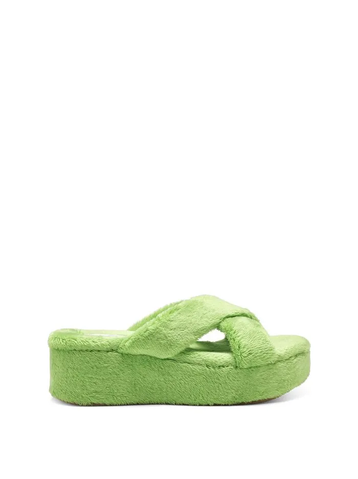 Jessica Simpson Slides and Mules Women Talulla Platform Slide In Green Fuzzy Green Jessica Simpson Slides and Mules Women Talulla Platform Slide In Green Fuzzy Green