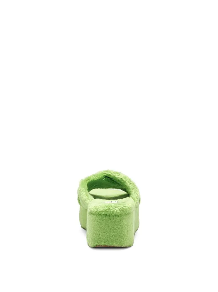 Jessica Simpson Slides and Mules Women Talulla Platform Slide In Green Fuzzy Green