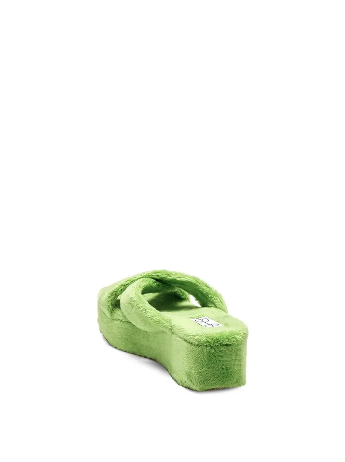 Jessica Simpson Slides and Mules Women Talulla Platform Slide In Green Fuzzy Green