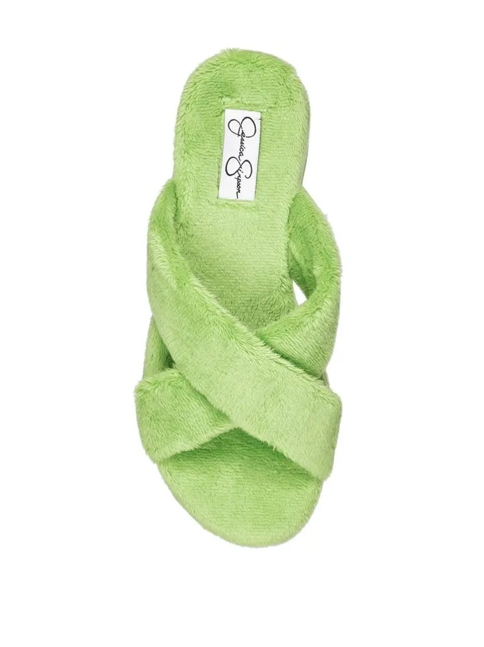 Jessica Simpson Slides and Mules Women Talulla Platform Slide In Green Fuzzy Green