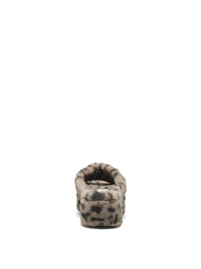 Jessica Simpson Slides and Mules Women Talulla Platform Slide In Leopard Fuzzy Natural Leopard
