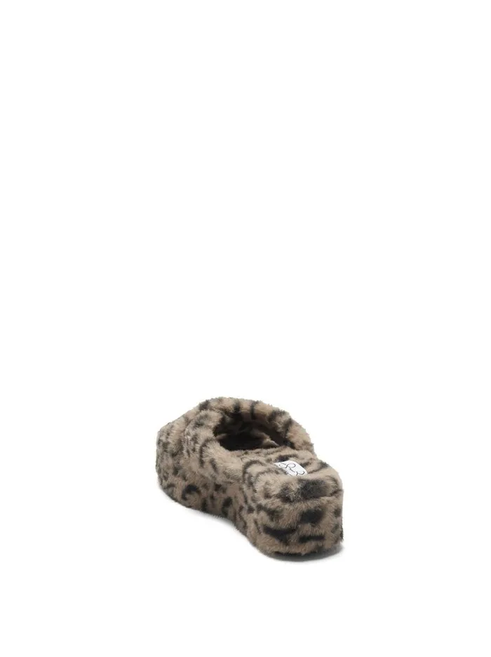 Jessica Simpson Slides and Mules Women Talulla Platform Slide In Leopard Fuzzy Natural Leopard