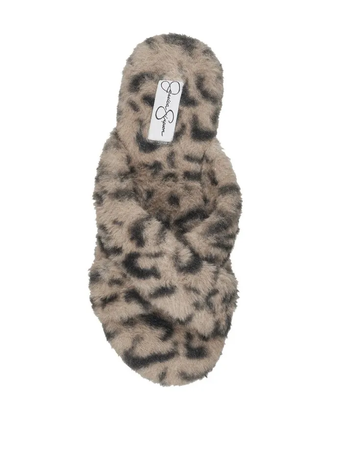 Jessica Simpson Slides and Mules Women Talulla Platform Slide In Leopard Fuzzy Natural Leopard