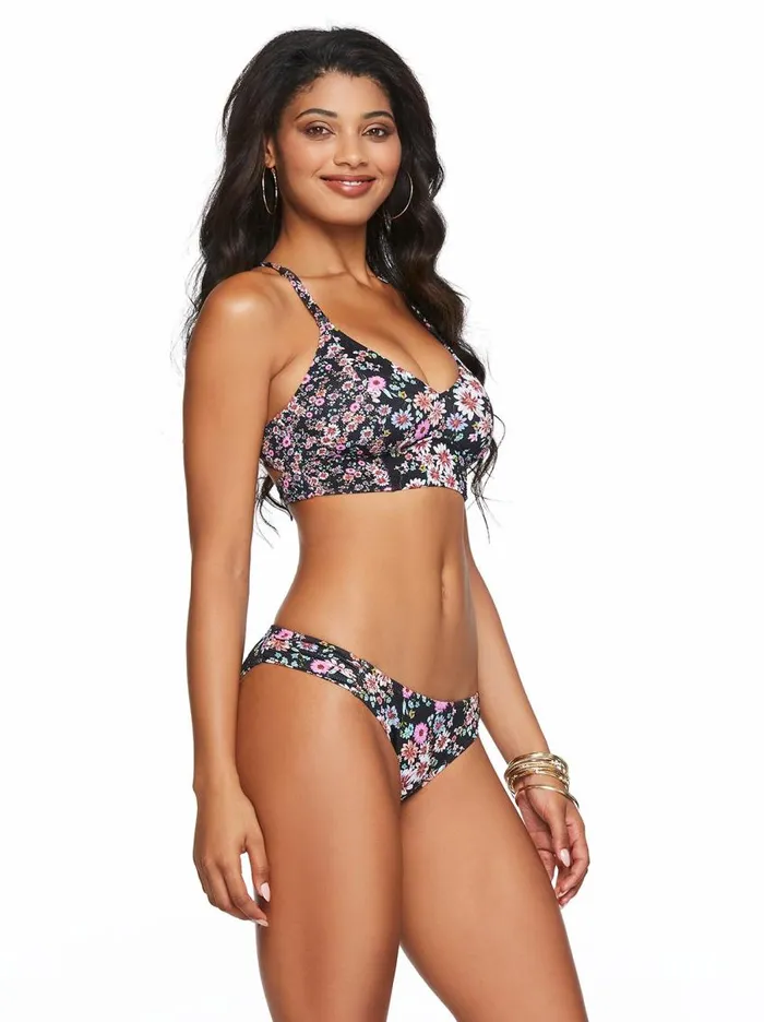 Jessica Simpson Swim Women Posy Fields Cropped Cami In Black Floral Posey Fields Black Floral
