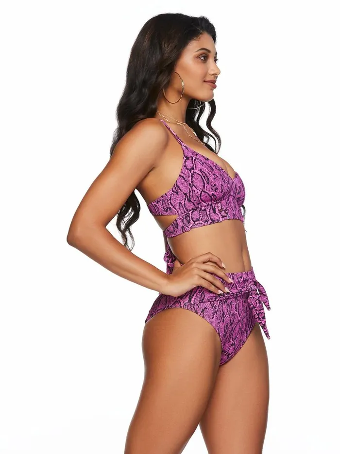 Jessica Simpson Swim Women Snake Charmer Cropped Cami In Fuchsia Snake Charmer Fuchsia