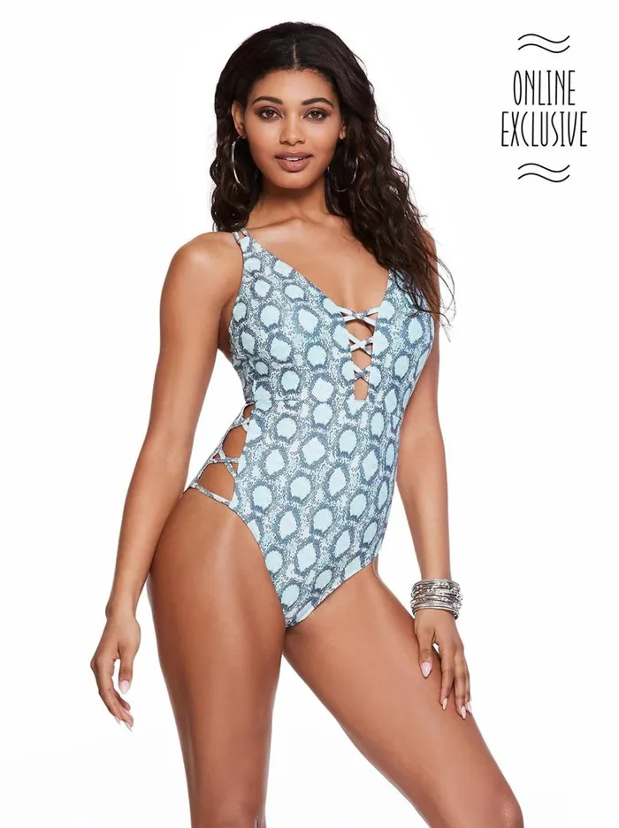 Jessica Simpson Swim Women Snake Eyes One Piece In Mist Snake Eyes Mist