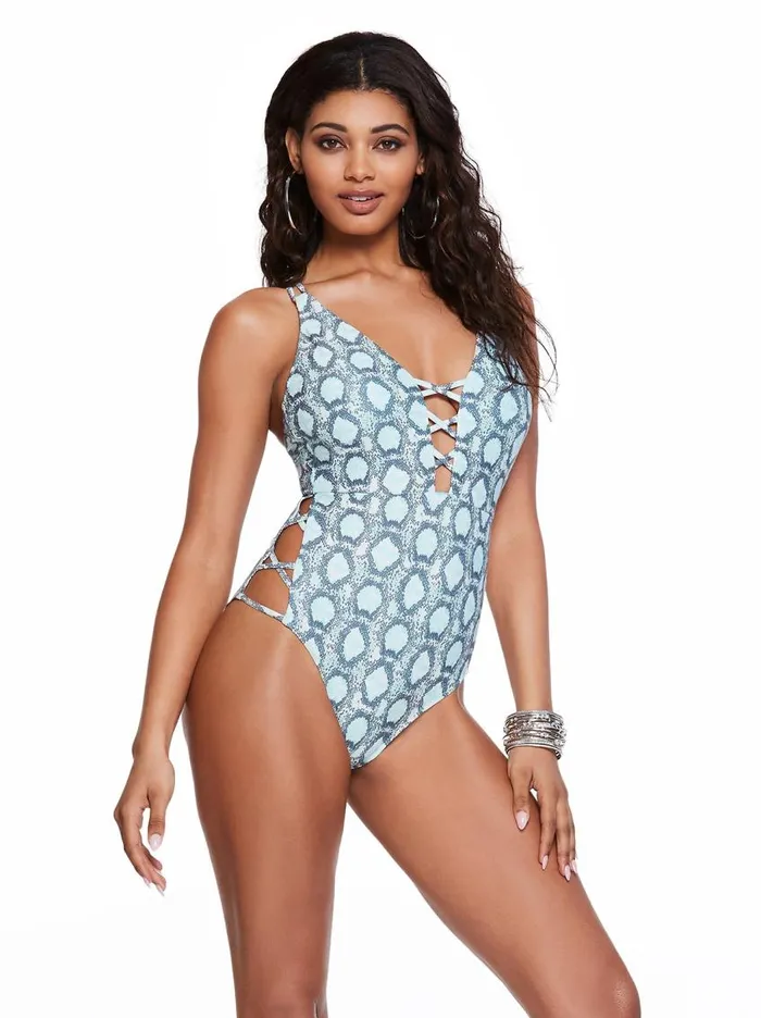 Jessica Simpson Swim Women Snake Eyes One Piece In Mist Snake Eyes Mist