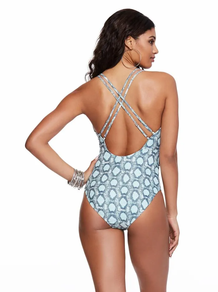 Jessica Simpson Swim Women Snake Eyes One Piece In Mist Snake Eyes Mist