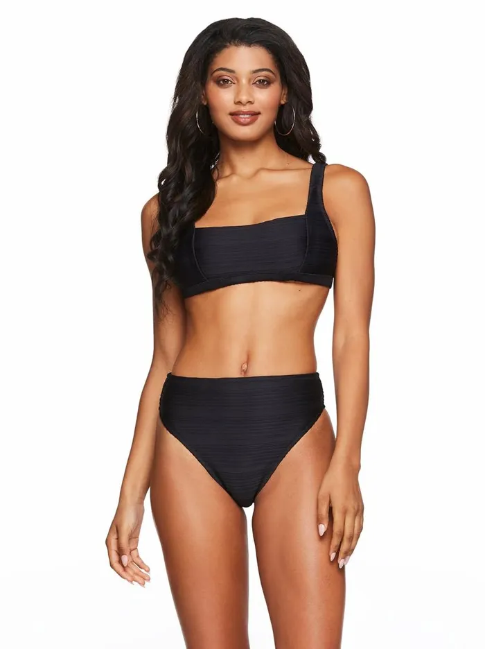 Jessica Simpson Swim Women Thick Strap Retro Bra In Black Black