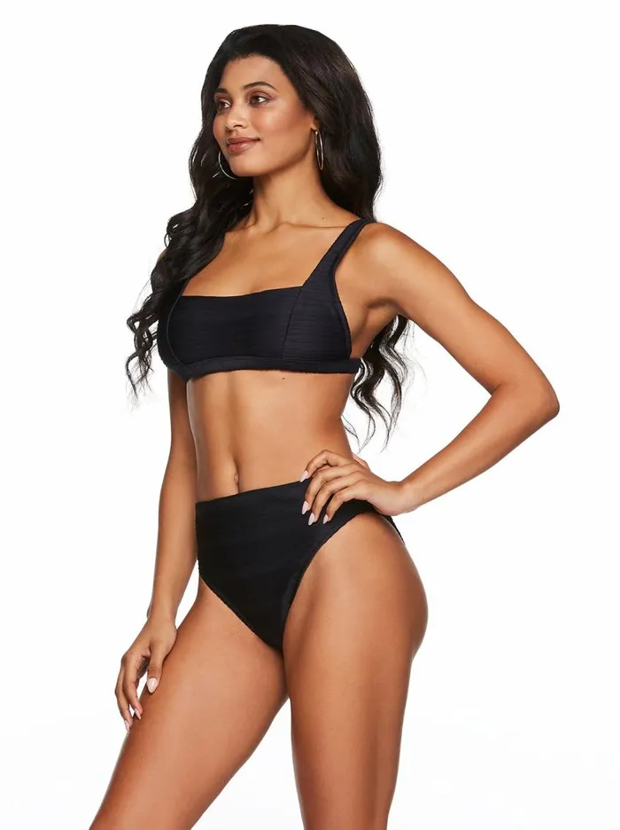 Jessica Simpson Swim Women Thick Strap Retro Bra In Black Black